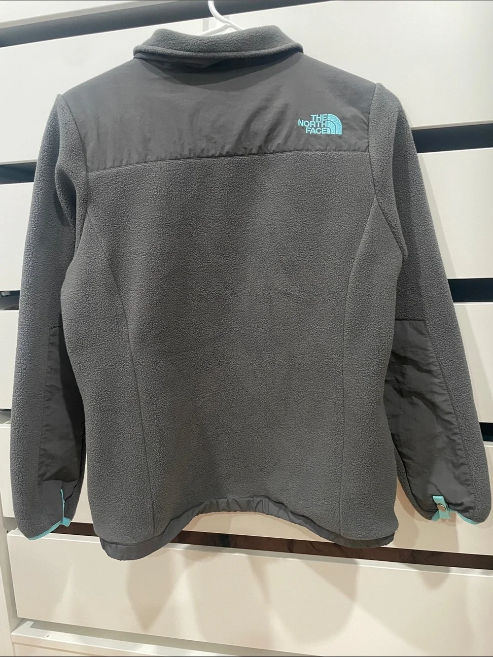 The North Face Kids Gray Fleece Jacket with Teal Accents
